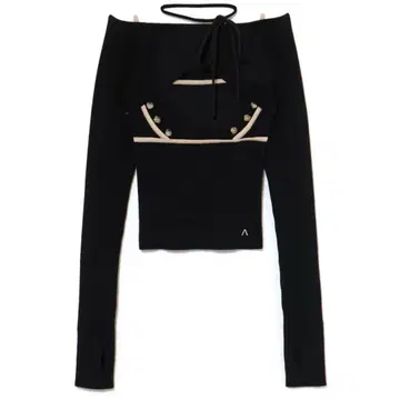 andmary Elf 버튼 니트 탑 블랙