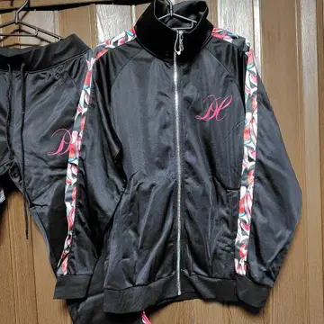 블랙 저지 로고 꽃무늬 스트라이프