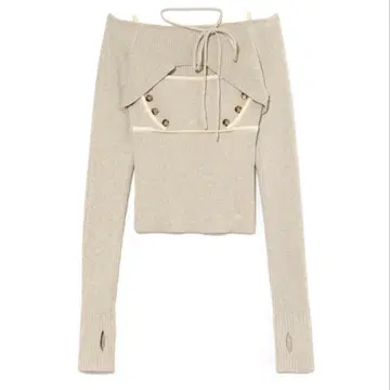 andmary Elf 버튼 니트 탑 베이지