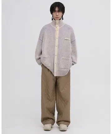 reversible high neck cardigan