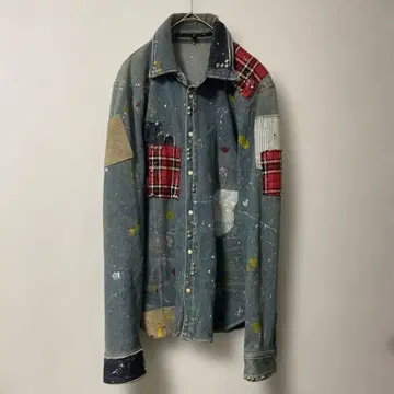 패치워크 데님 셔츠