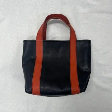 블랙과 오렌지 소가죽 미니 토트백