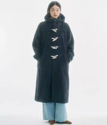 네이비 더플 코트 후드 부착