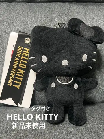 헬로키티 50주년 기념 블랙 키링 봉제 인형 레어 새상품