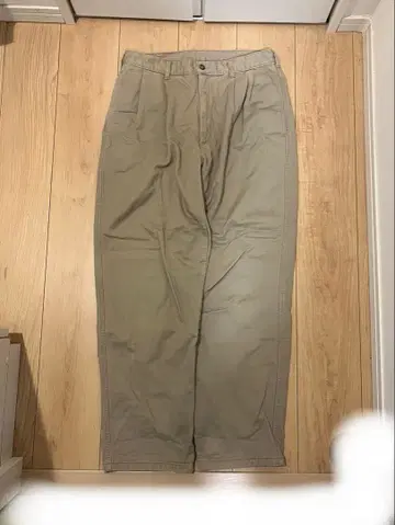 L.L.Bean 4턱 와이드 치노 팬츠 안감 체크 플란넬 W32 L34