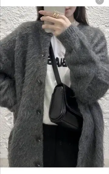 저널 스탠다드 그레이 샤기 가디건 F