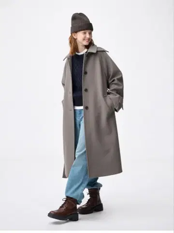 미사용 새상품 2025 GU 신상 코지 멜톤 발마칸 코트 XS 브라운