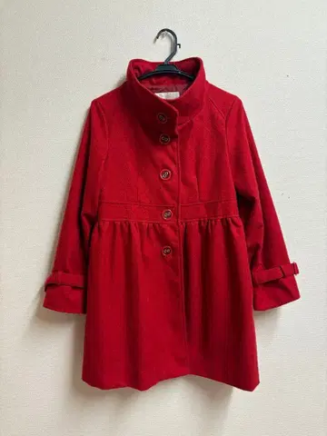 구제 레트로 A라인 코트 빨간색 하이넥