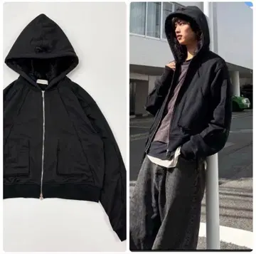 24aw NULLUS 퍼 후디 더블 지퍼 후드티 블랙 계열