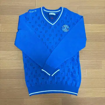 and per se 파란색 V넥 스웨터 LL