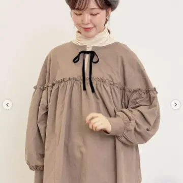 Samansa Mos2 미니 쭈리 절개 개더 풀오버 모카