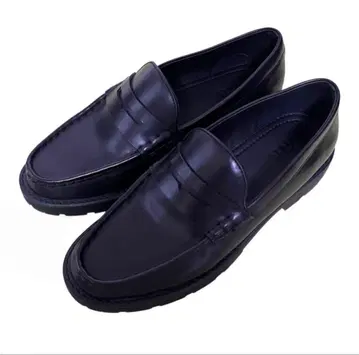 ZARA 블랙 가죽 로퍼 ZARA 자라 청키힐 로퍼 통굽