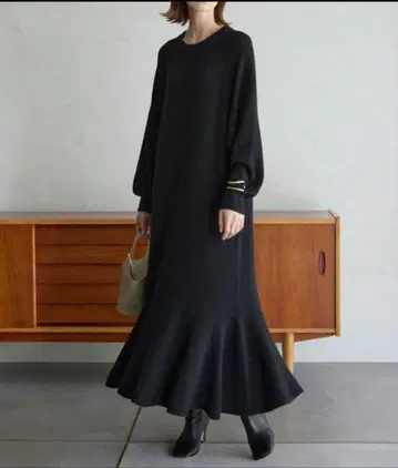 SLOBE IENA 니트 원피스 머메이드 블랙 38