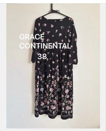 고급 블랙 꽃무늬 자수 롱 원피스 GRACE CONTINENTAL 38
