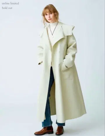 론 헤르만 x ebure 럭스 멜톤 후데트 롱 코트