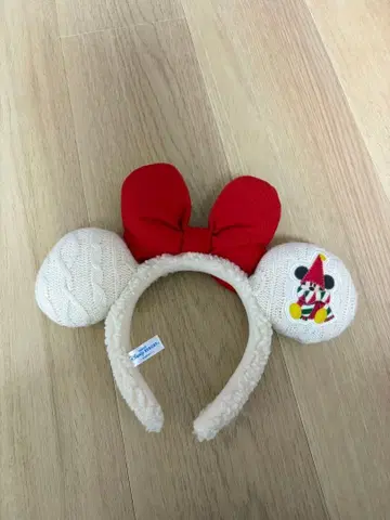 디즈니 크리스마스 머리띠 빨간 리본