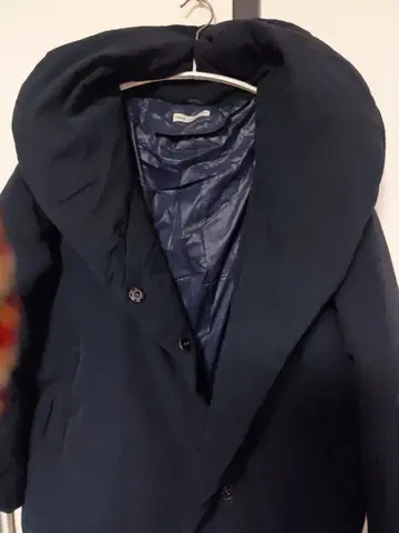 네이비 다운 자켓 큰 후드