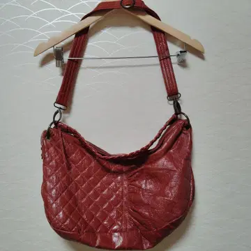 천연 가죽 빨간색 숄더백