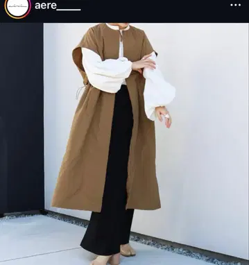 새상품급 aere 슬리브리스 나일론 코트 베이지 38