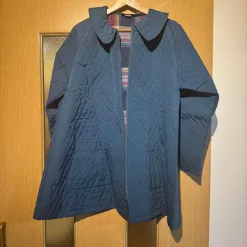 퀼팅 코트 빅 칼라/둥근 카라 체크 무늬 STREET LIFE