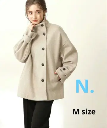 N. 테크 멜톤 스탠드넥 숏코트 M 베이지 그레이