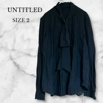 언타이틀 보타이 블라우스 상의 긴팔 깔끔한 성인 여성 블랙 M
