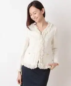 SHIPS* 믹스 프린지 노카라 자켓