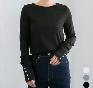 PICH 리브 긴팔 T셔츠 블랙