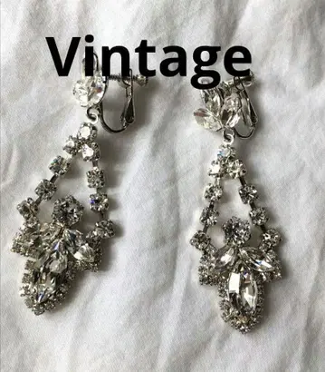 빈티지 비쥬 실버 귀찌 클리어 컬러 스윙