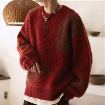 epnok 아브스트랙트 루즈 니트 레드 L