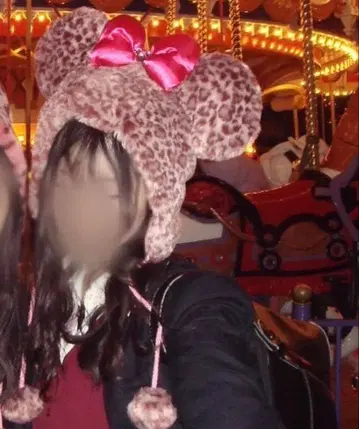 디즈니 미니 팬캡 레오파드 무늬 표범 무늬 핑크 모자