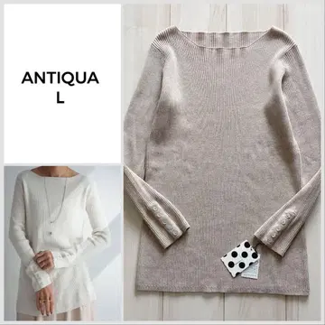 [ 미사용 새상품 ] antiqua 버튼 보트넥 리브 니트