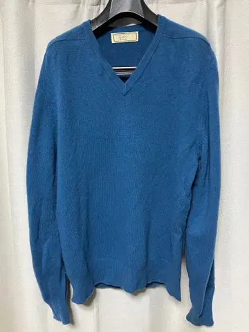 글렌맥 사이즈 44 스코틀랜드제 SHIPS 파랑 V넥 니트