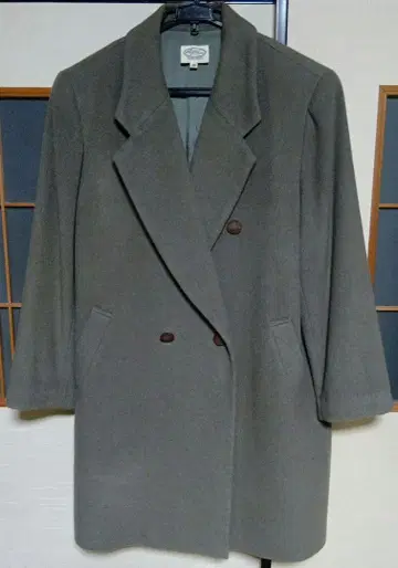 올리브 그린 더블 브레스트 울 코트 캐시미어