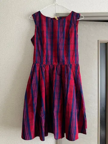 Ray beams 타탄 체크 슬리브리스 원피스