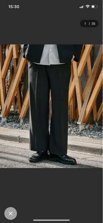 PUBLIC TOKYO 블랙 스트레이트 슬랙스