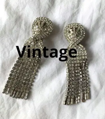 빈티지 체코 유리 실버 귀찌 비쥬 파베