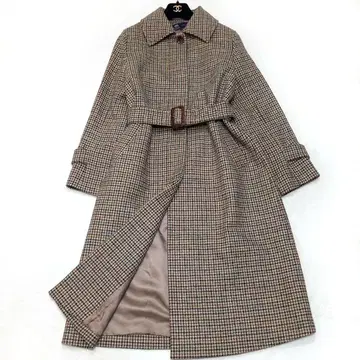 컨디션 최상 근년 23구 MOON사제 트위드 벨티드 코트 하운드투스 36