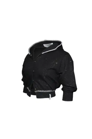 S mid-sleeve hoodie cropped theredthread