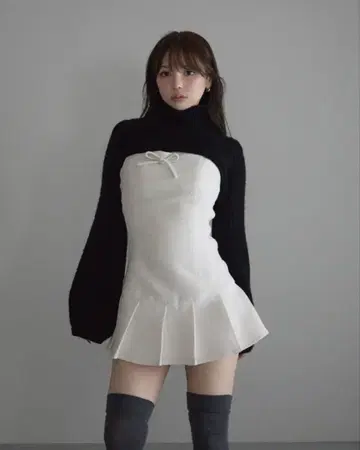 andmary 트위기 트위드 미니 드레스 화이트