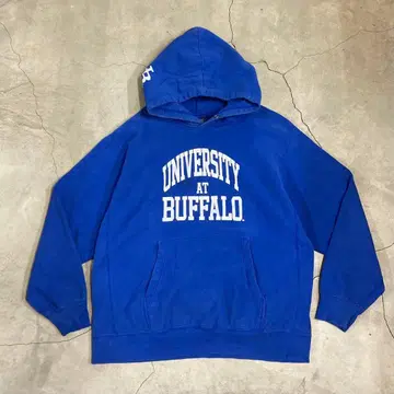 빈티지 3단 프린트 칼리지 후드티 XL 파랑 블루 구제 의류