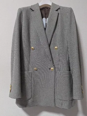 체크 무늬 더블 브레스트 자켓