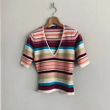 Cruciani 캐시미어 멀티 컬러 니트 풀오버 40 새상품급