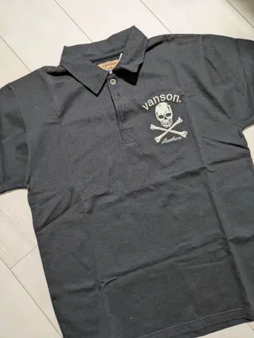 vanson 스컬 자수 블랙 피케 셔츠