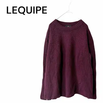 [레킵] M 니트 스웨터 크림슨 컬러 심플 캐주얼 둥근 카라 성인 여성