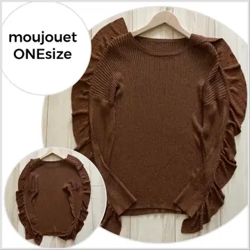 [ 새상품급 ] moujouet 라메 소매 프릴 니트 ONEsize