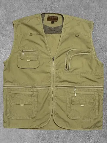 Rus Mai 피싱 베스트 빅 사이즈 빅 실루엣 베이지