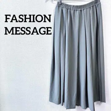 208 플리츠 스커트 플레어 롱 허리밴딩 심플 무릎 아래 그린계 M