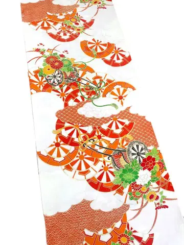 꽃과 고쇼구루마의 귀여운 패턴 어린이 기모노용 옷감 리메이크 재료로!