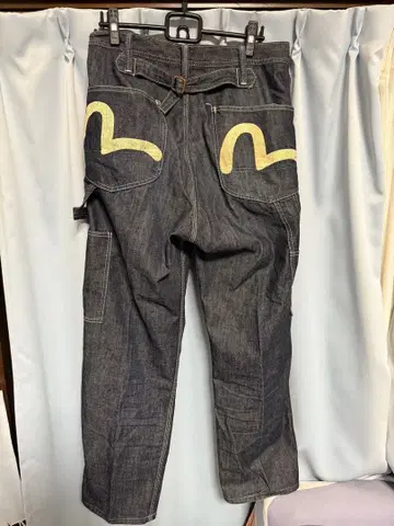 EVISU 에비수 카모메 페인터 팬츠 데님 신치 벨트 다크 네이비